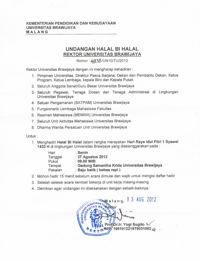 Undangan Halal Bihalal 2012 – Fakultas Teknologi Pertanian